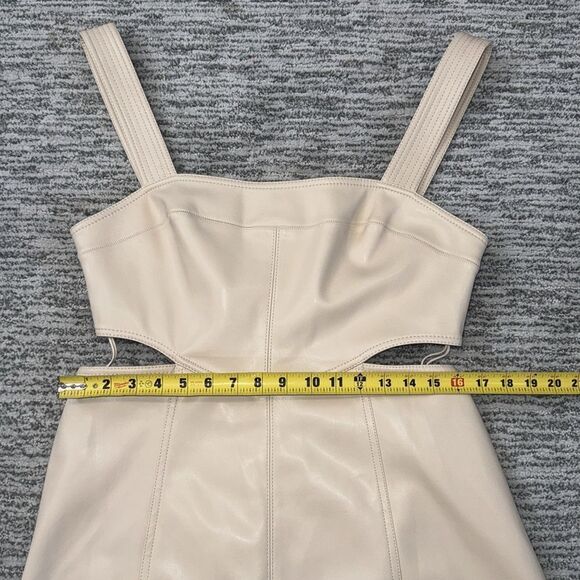 NWT Jonathan SIMKHAI Vegan Leather Mini Dress Vanilla Cutouts Size 12 - Picture 9 of 13